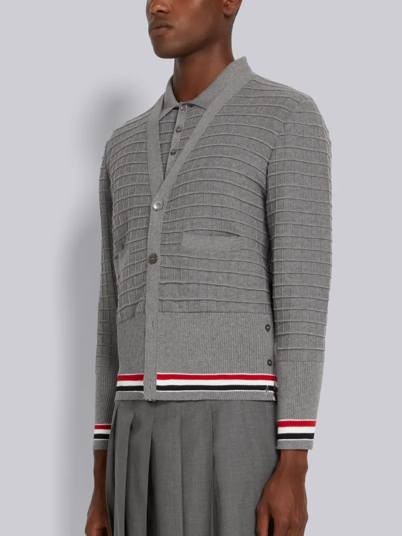 Light Grey Cotton Grid Effect Stripe 