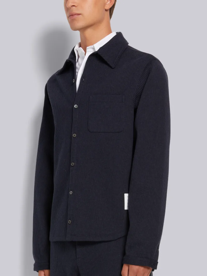 Navy Double Face Tech Seersucker Button 
