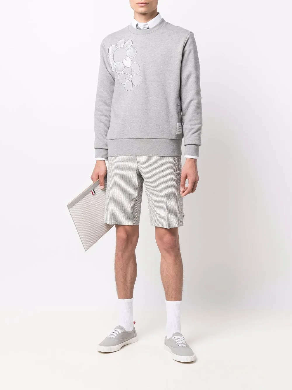 Thom Browne Sweater met bloemenprint - Grijs