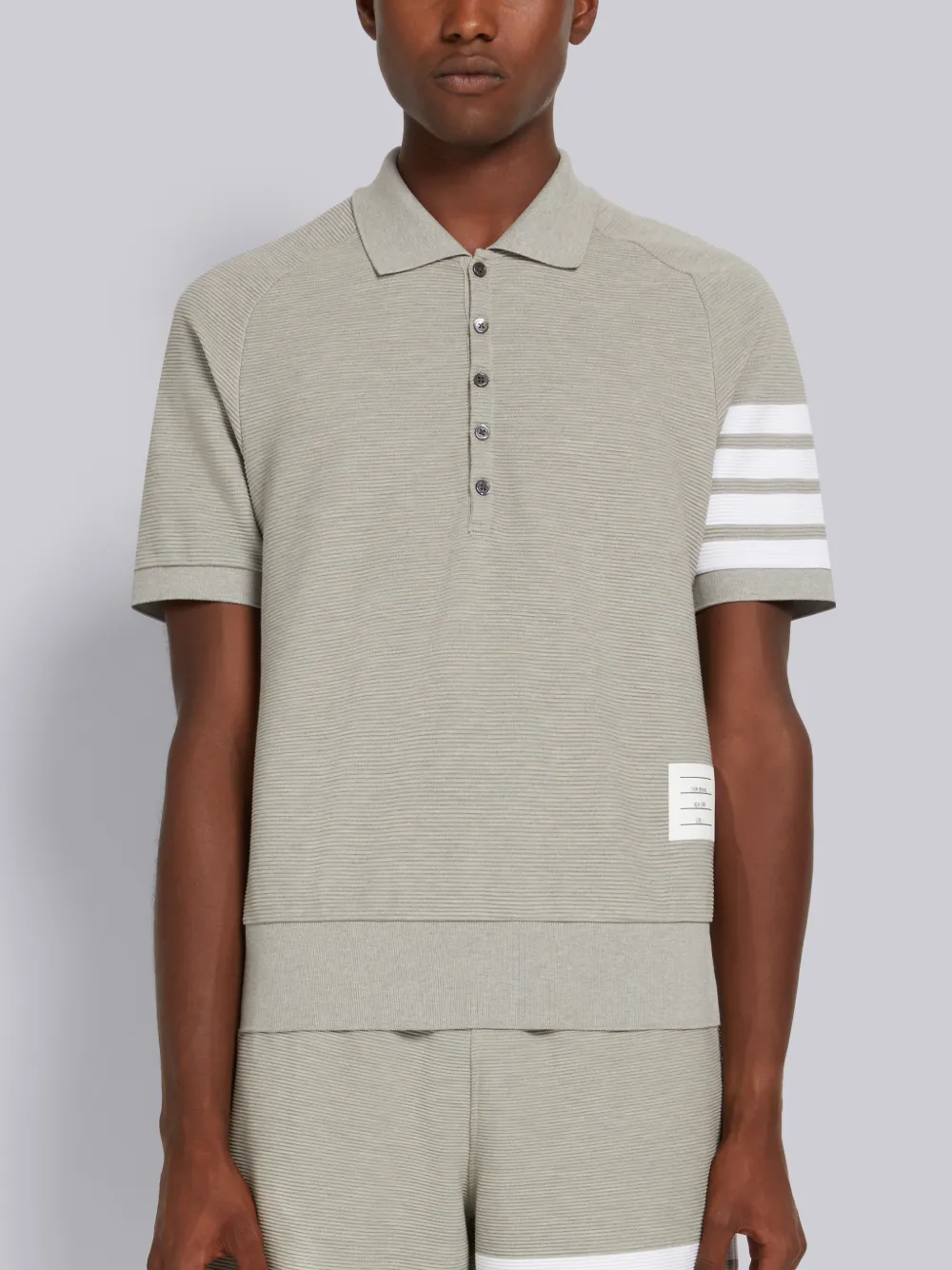 Thom Browne 4-bar Polo Shirt In Grey