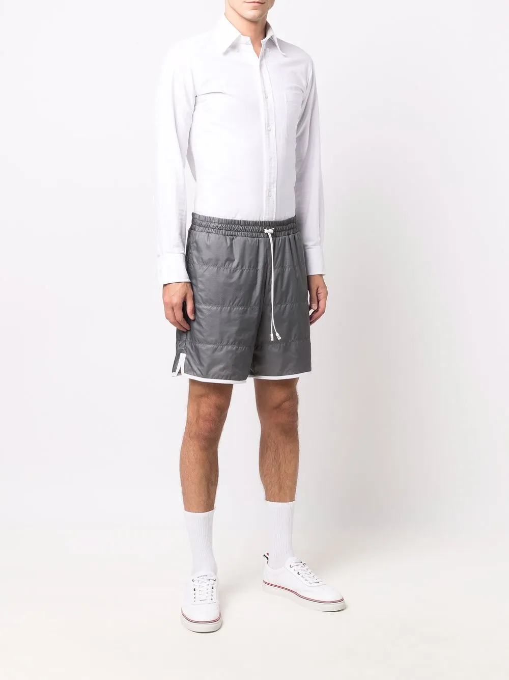  Thom Browne Ripstop Joggingshorts   Silber 