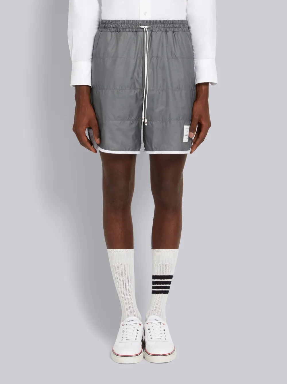 Thom Browne Men's Sporty Ripstop Bermuda Shorts In Silver