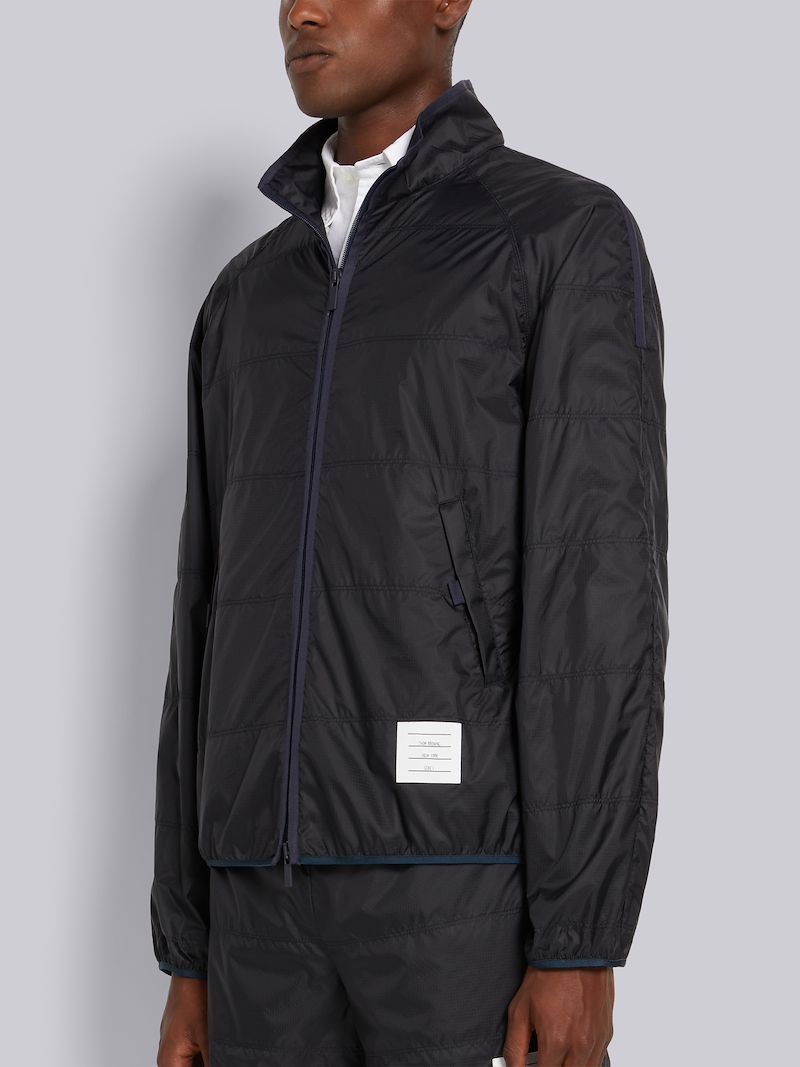 Navy Quilted Ripstop Jersey Lining Track Jacket | Thom Browne Official Navy Quilted Ripstop Jersey Lining Track Jacket | Thom Browne Official