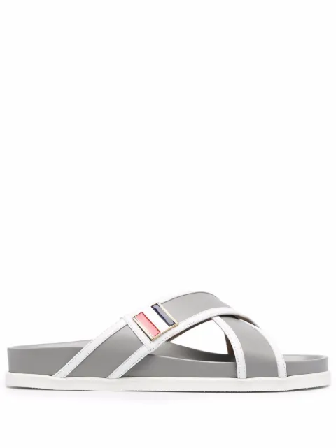 RWB-buckle crossover-strap sandals