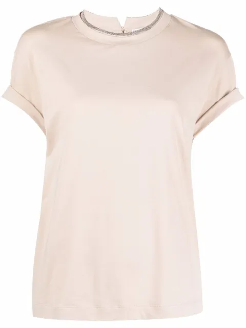 Brunello Cucinelli constrast-trim fitted T-shirt