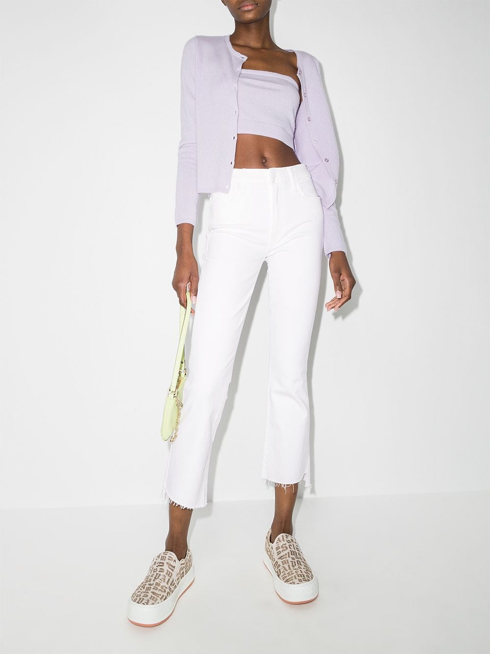 Shop Mother The Insider Crop Step Fray Jeans In Weiss