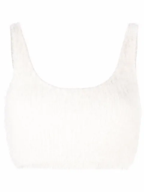 Self-Portrait fluffy cropped knitted top