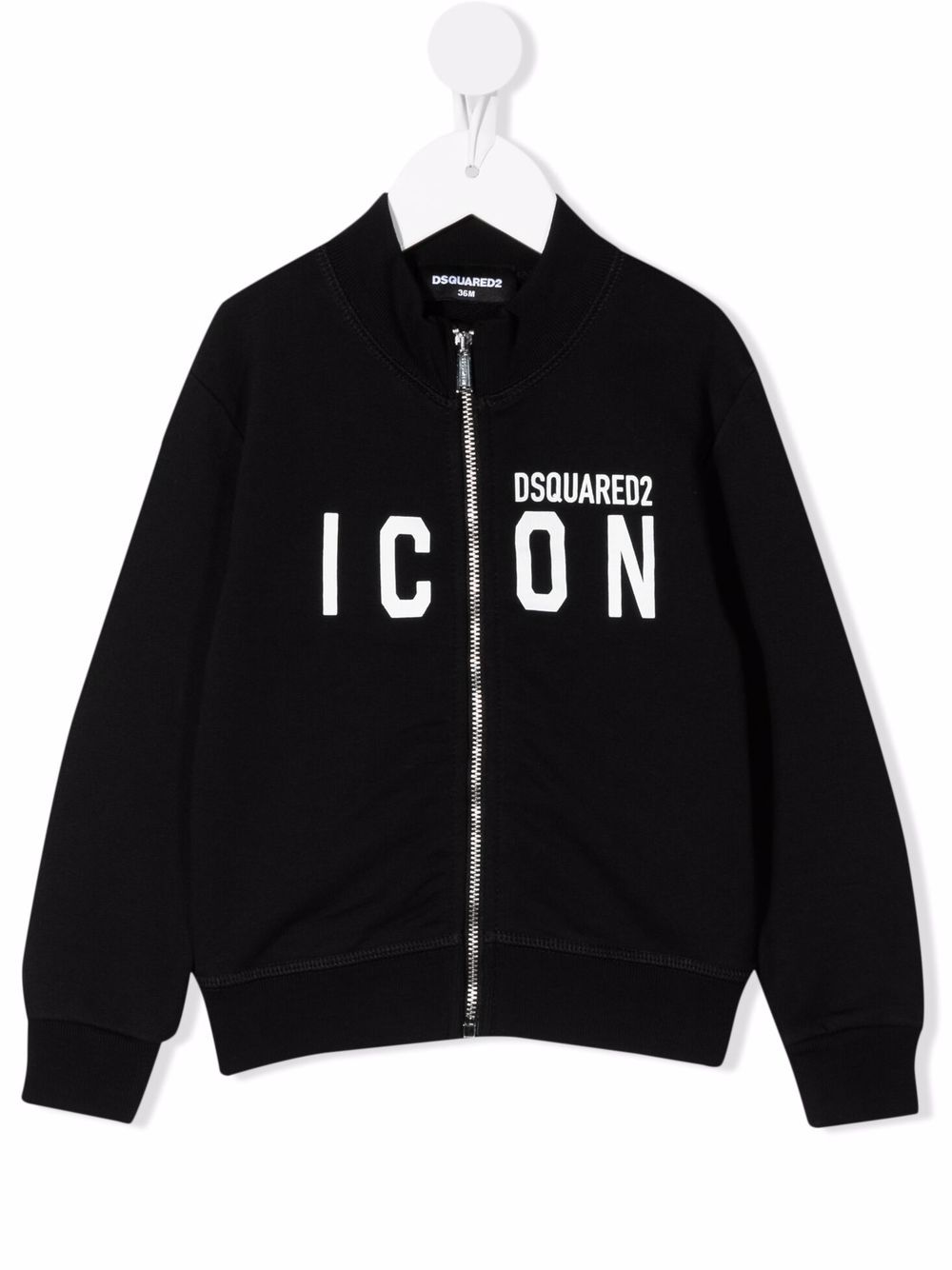 Shop Dsquared2 Zipped Icon-print Jumper In 黑色