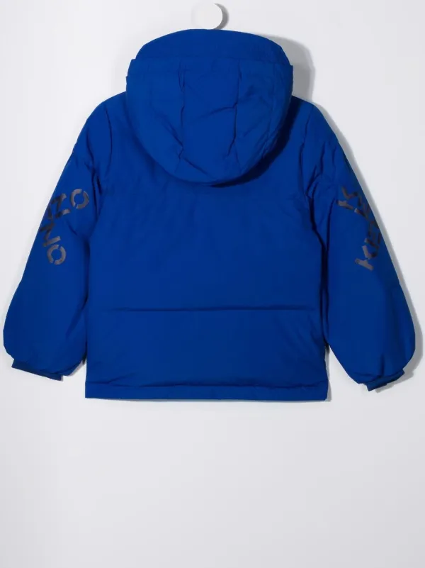 Kenzo Kids blue logo-print coat for 