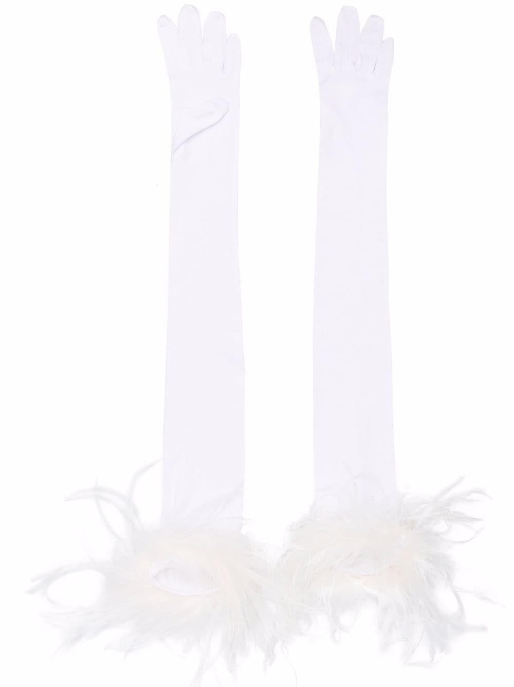 фото Styland длинные перчатки с перьями