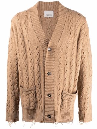 Laneus cable-knit Destroyed Cardigan - Farfetch