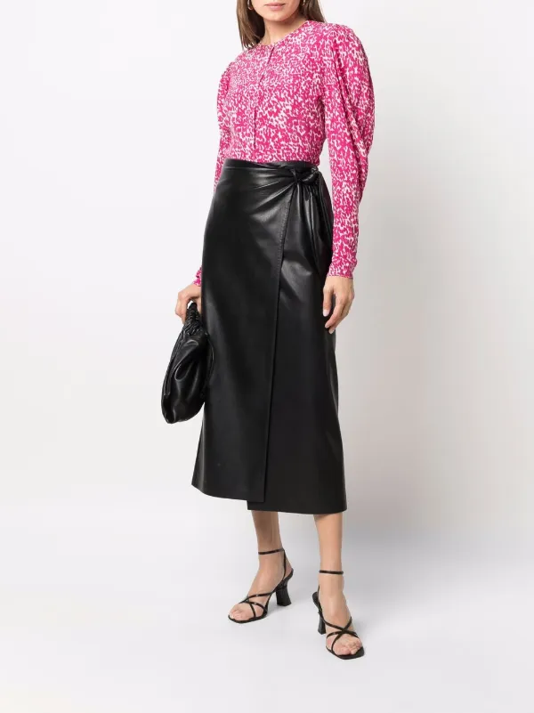 ISABEL MARANT floral-print curved-hem Silk Blouse | Pink