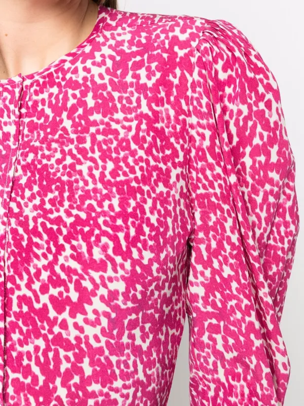 ISABEL MARANT floral-print curved-hem Silk Blouse | Pink