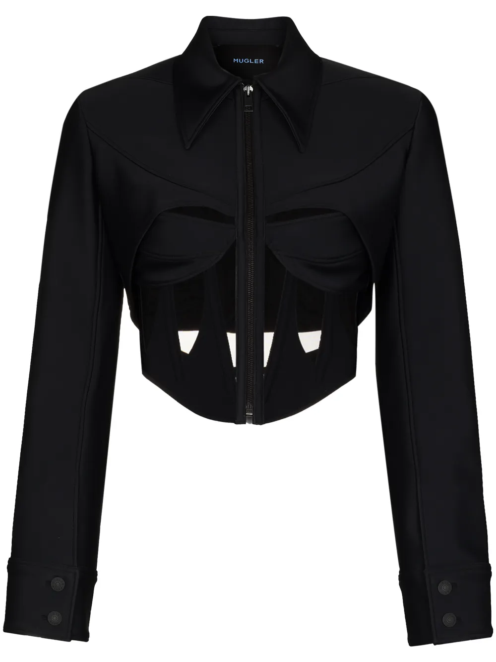 Mugler MUG JKT SHORT CLLRD LS ZU CRST W SHR MSH