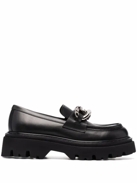 Casadei chain-detail chunky leather loafers