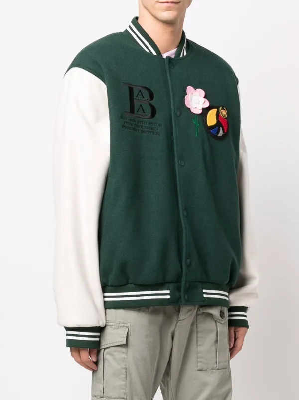 BEL-AIR ATHLETICS logo-embroidered Bomber Jacket Green FARFETCH