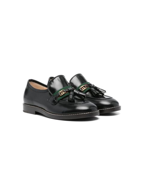 Gucci Kids Web-stripe leather loafers