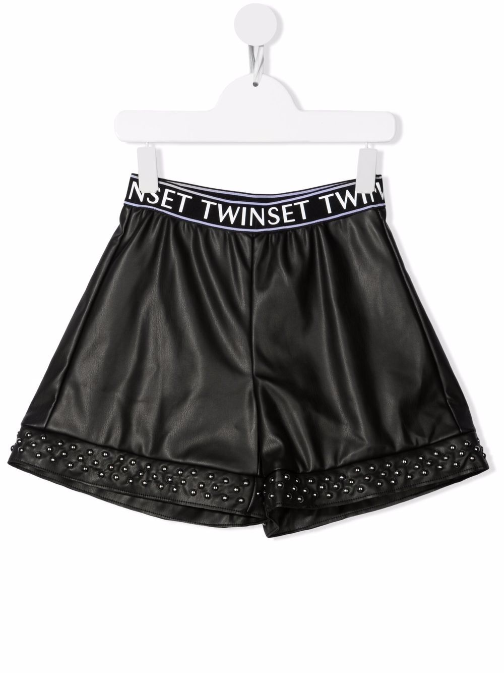 фото Twinset kids шорты из искусственной кожи с логотипом