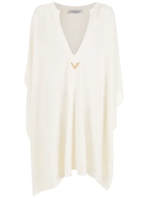 Valentino Garavani poncho tejido con placa del logo