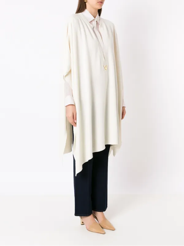 Valentino Garavani ロゴプレートニットポンチョ | ホワイト | FARFETCH JP