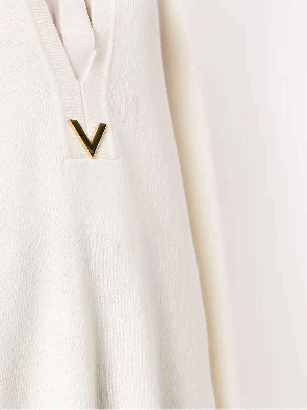 Valentino Garavani ロゴプレートニットポンチョ | ホワイト | FARFETCH JP