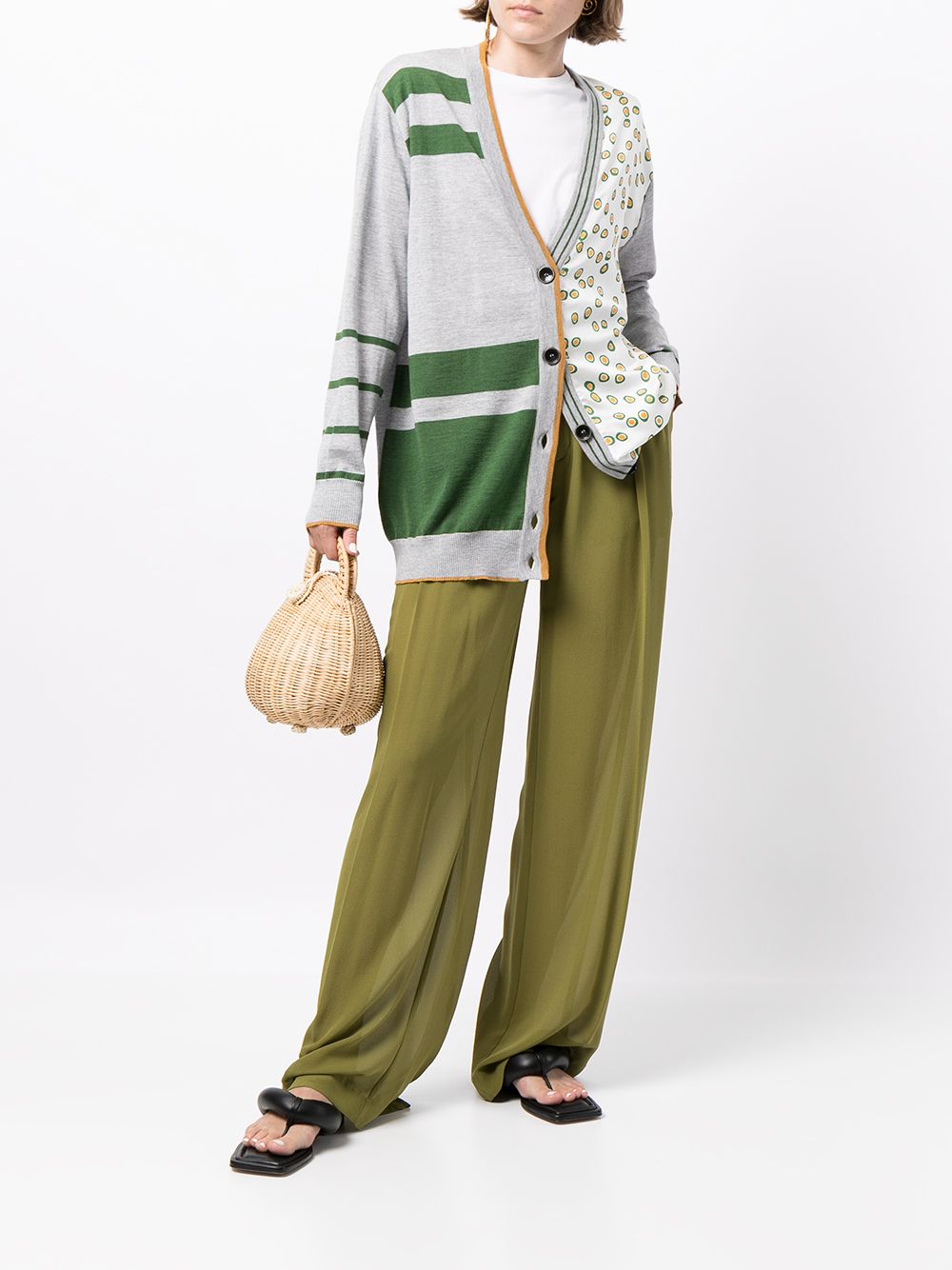 SILVIA TCHERASSI PATCHWORK VIRGIN WOOL CARDIGAN 