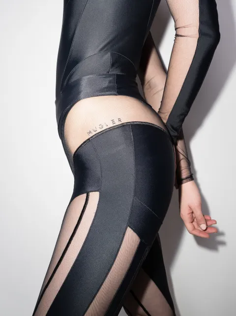 Shop Mugler Spiral panelled leggings 