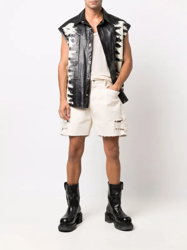Rick Owens DRKSHDW ダメージ デニムショーツ | グレー Rick Owens DRKSHDW ダメージ デニムショーツ | グレー