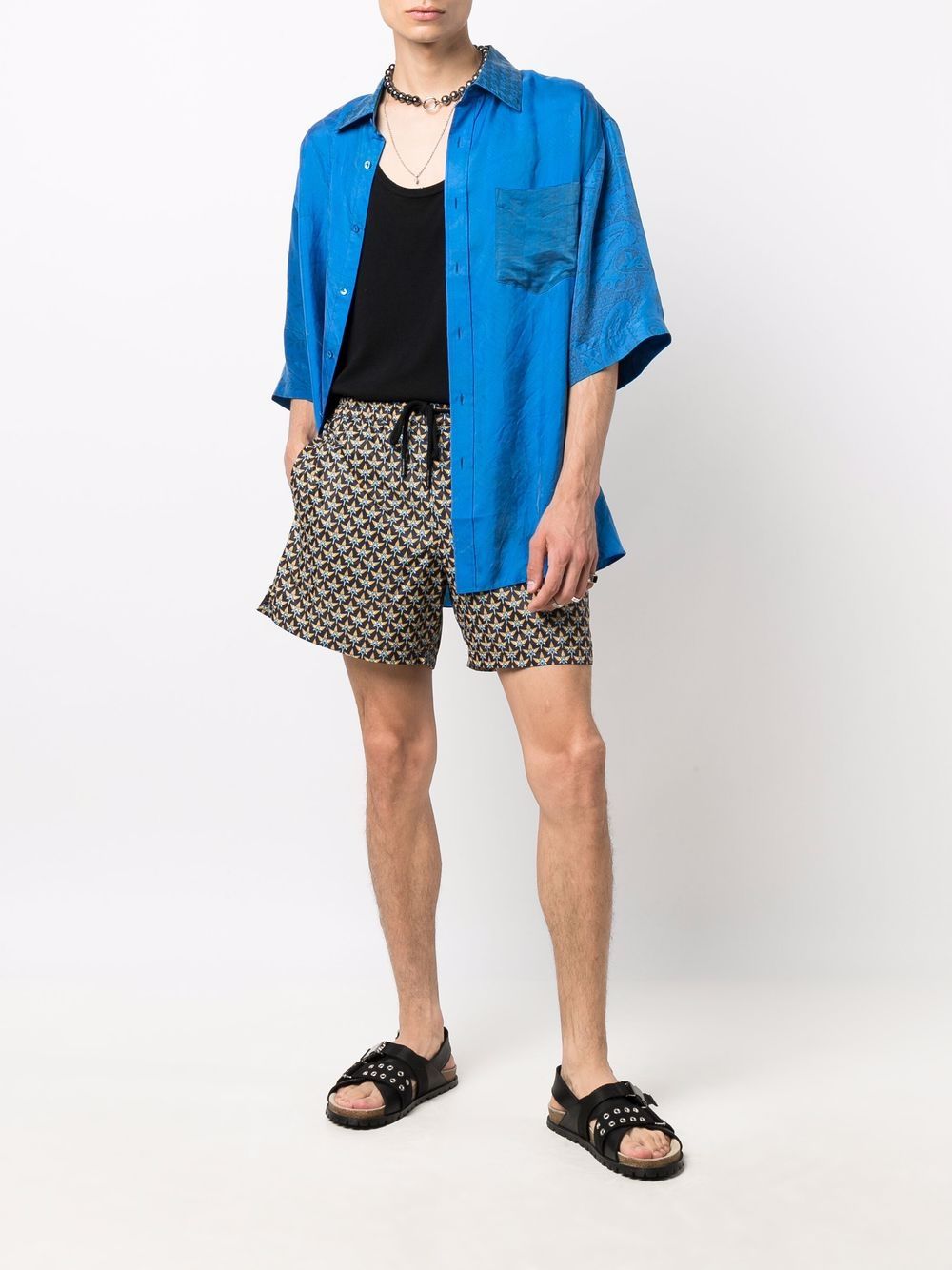 Shop Paco Rabanne abstract-print shorts with Express Delivery - FARFETCH