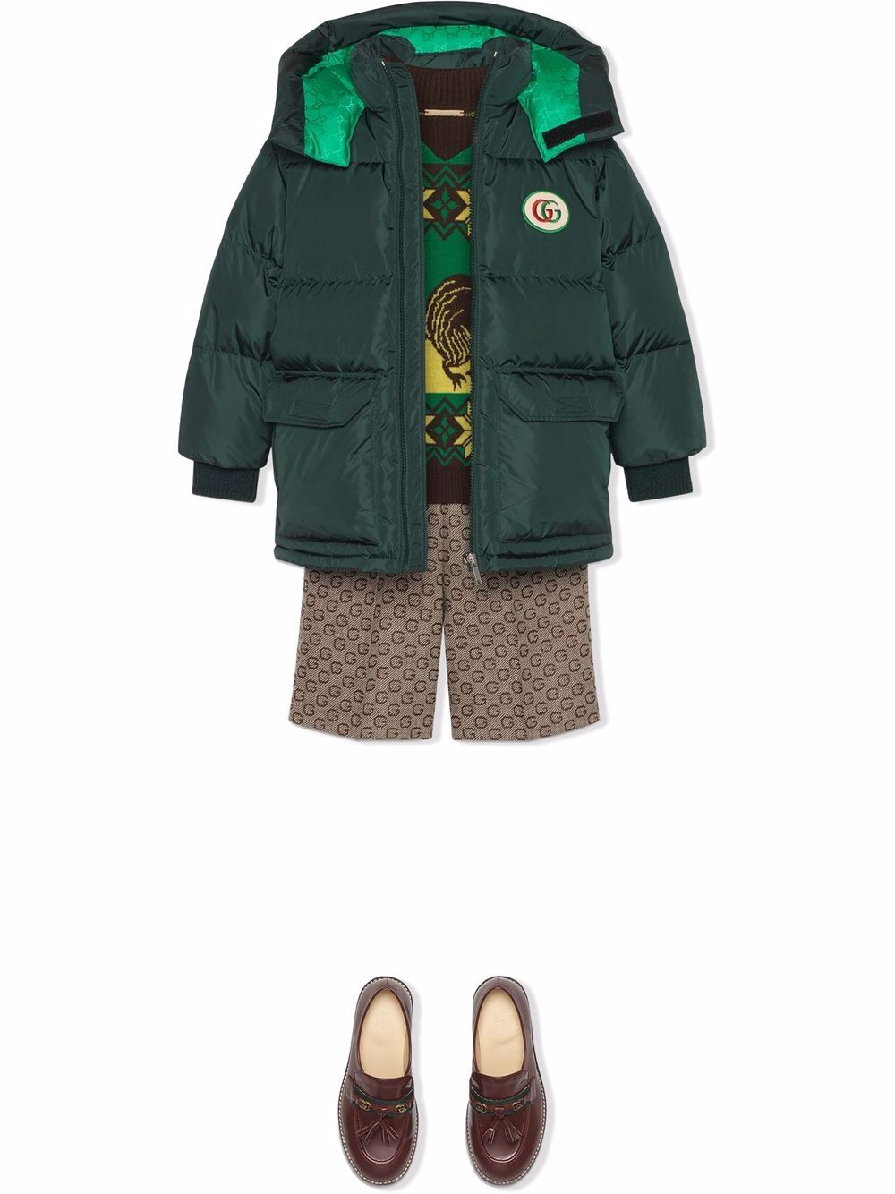 Gucci Kids Gewatteerde donsjas - Groen