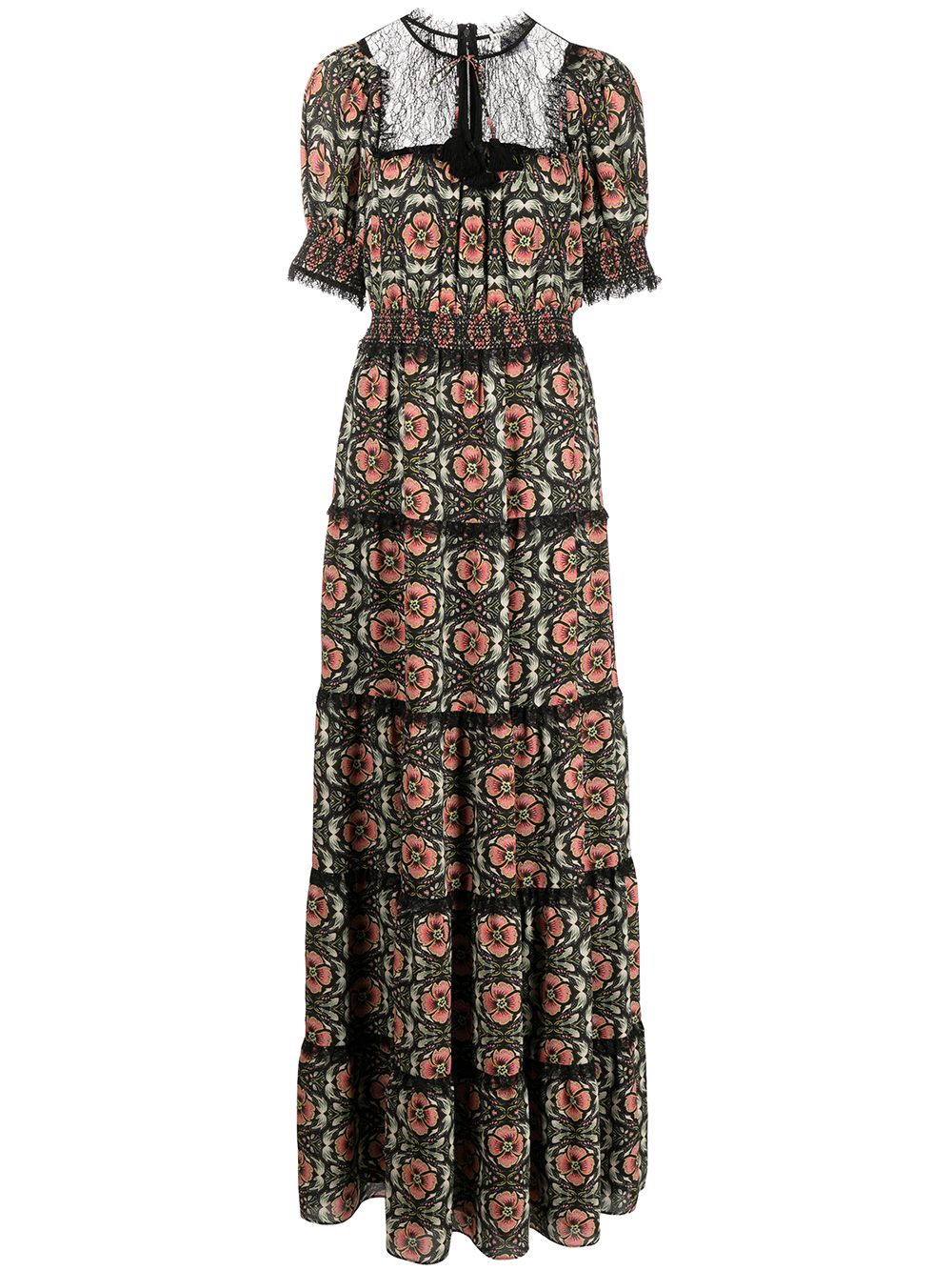 Alice And Olivia Lynley Floral Maxi Dress In Schwarz