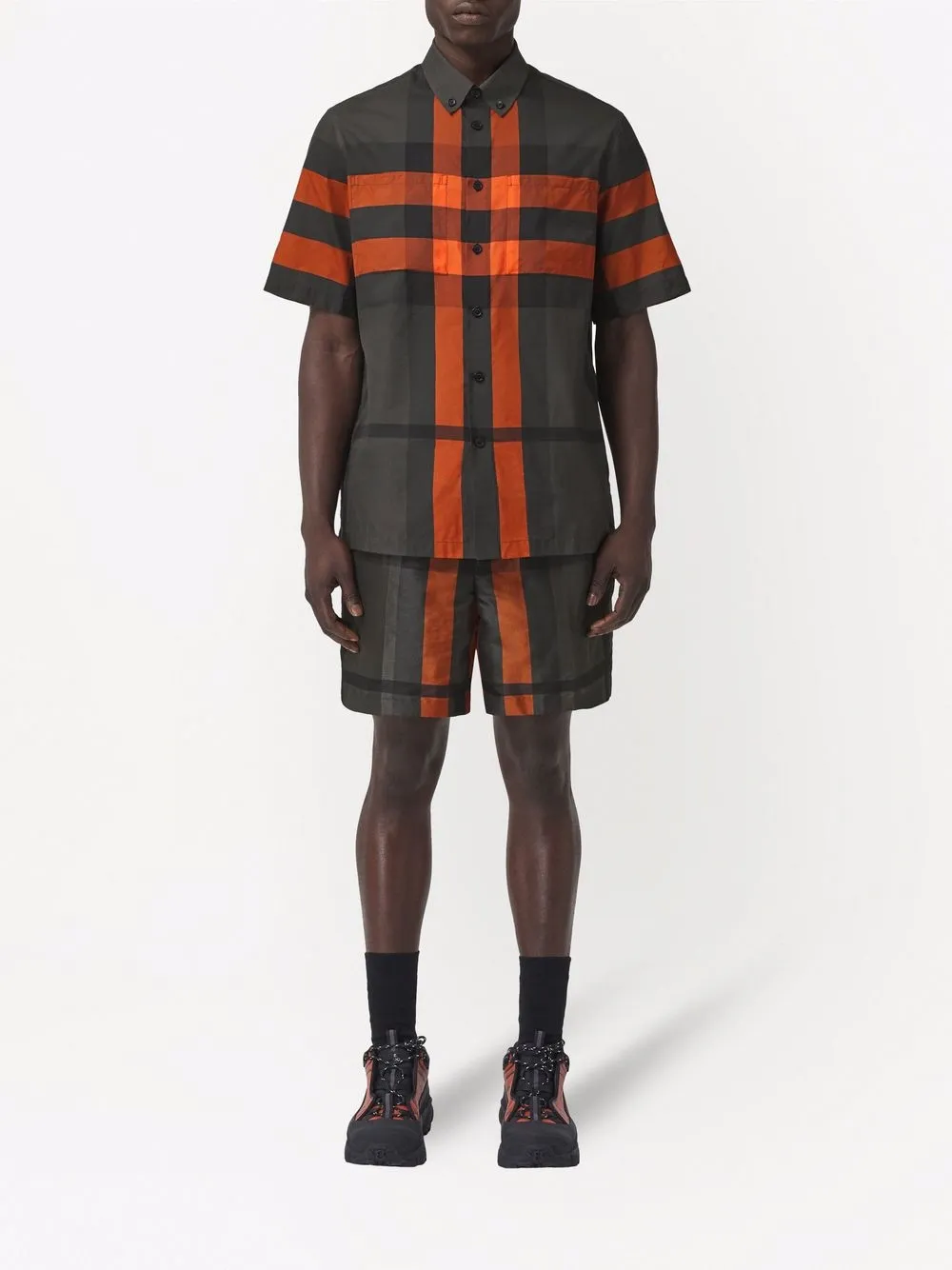 фото Burberry клетчатая рубашка с короткими рукавами
