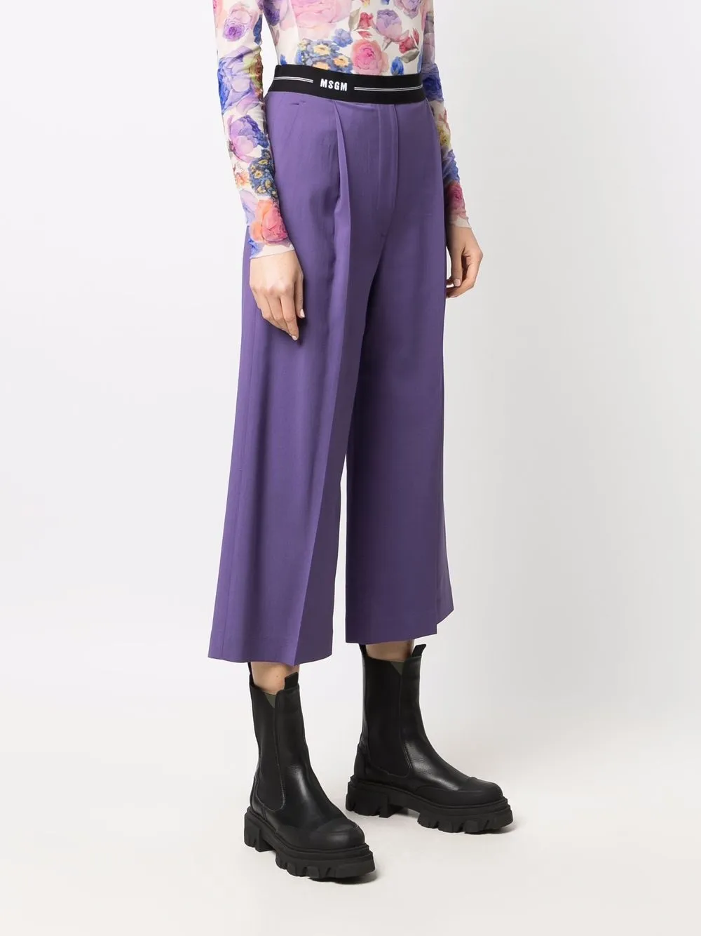 фото Msgm укороченные брюки с логотипом