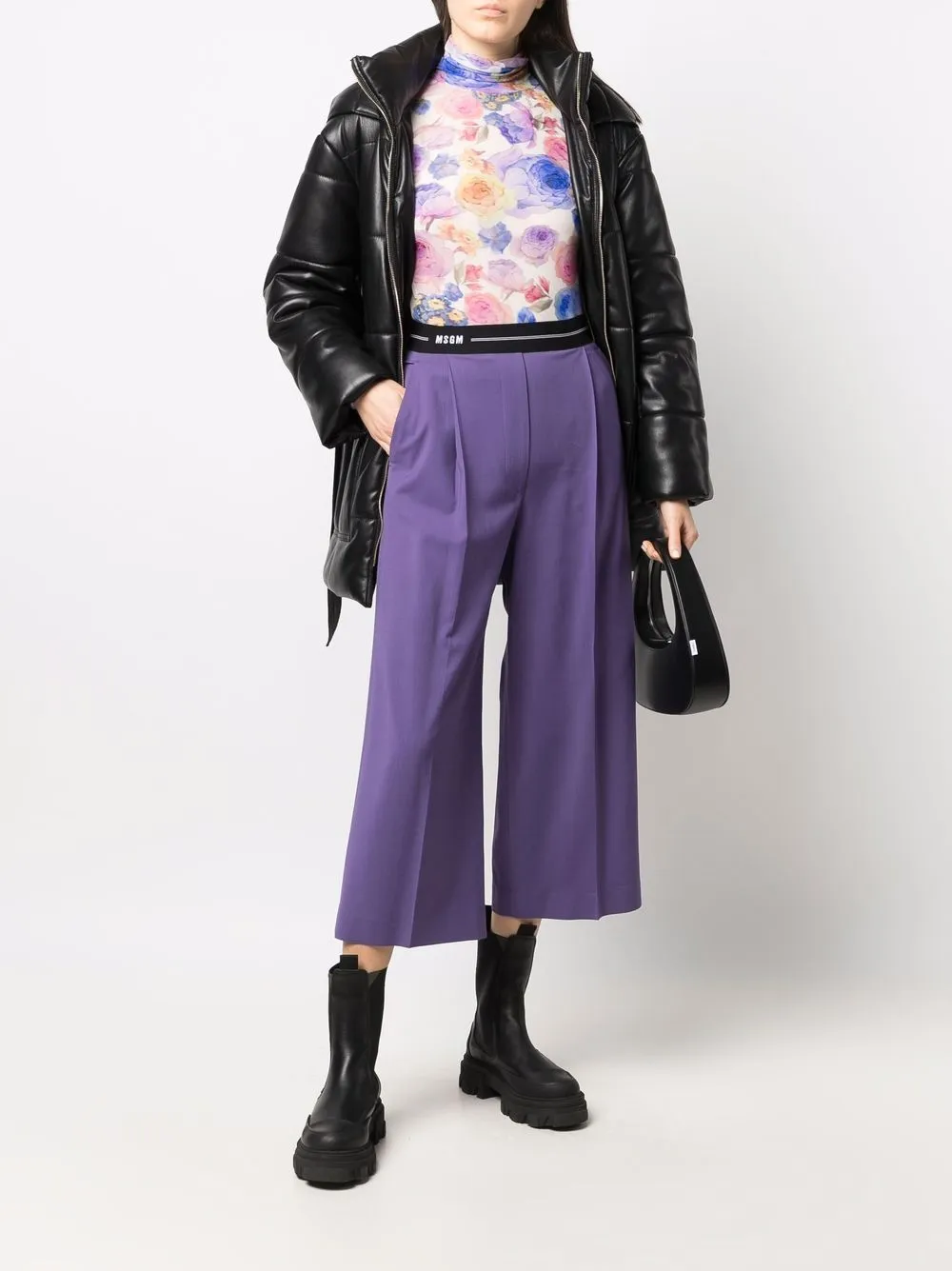 фото Msgm укороченные брюки с логотипом