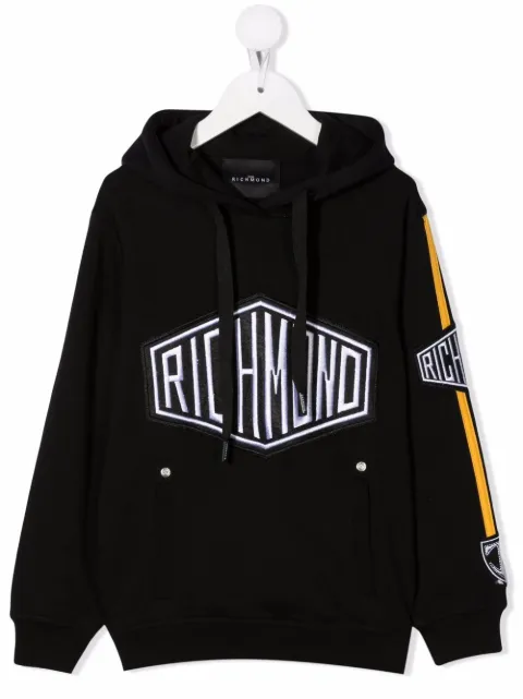 John Richmond Junior embroidered logo cotton hoodie