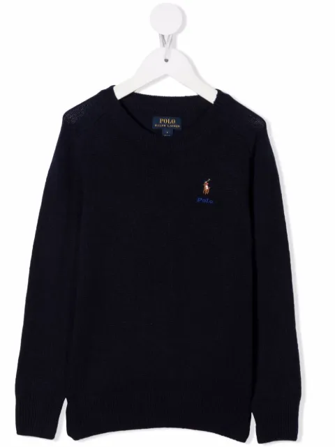 POLO RALPH LAUREN KIDS Polo Pony-embroidered rib-trimmed jumper