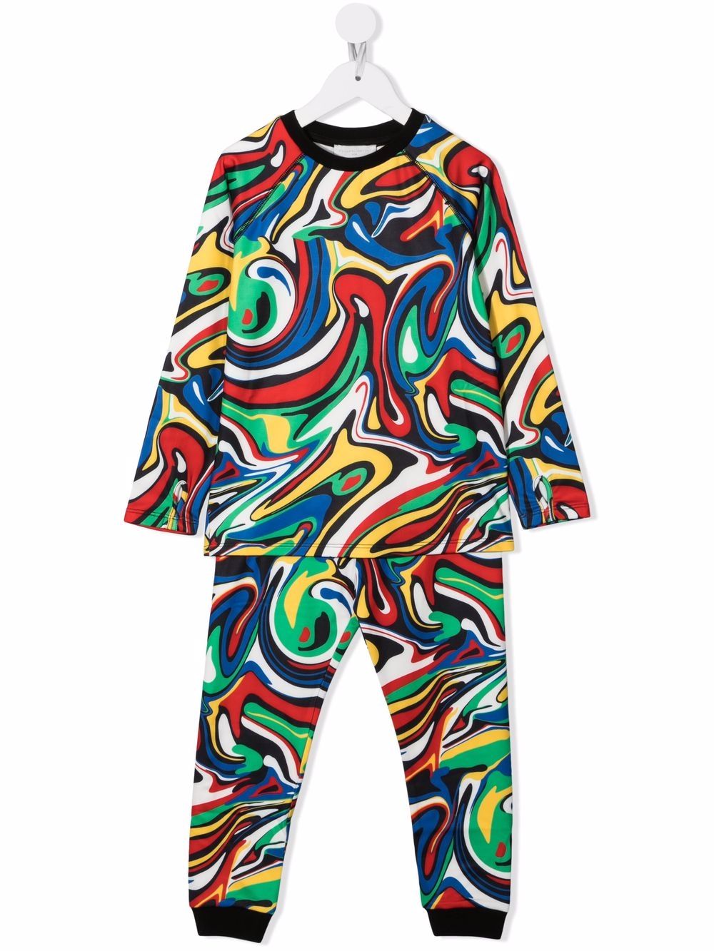 

Stella McCartney Kids traje deportivo con estampado de ondas - Negro