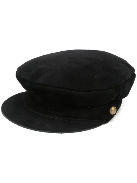 Color button-detail biker cap 