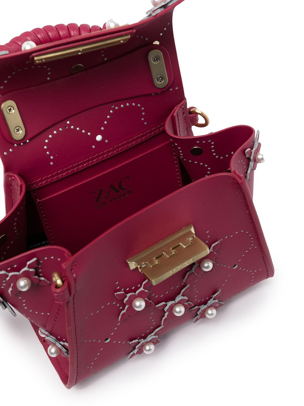 ZAC Zac Posen Eartha Floral Mini Top Handle Leather Satchel Bag