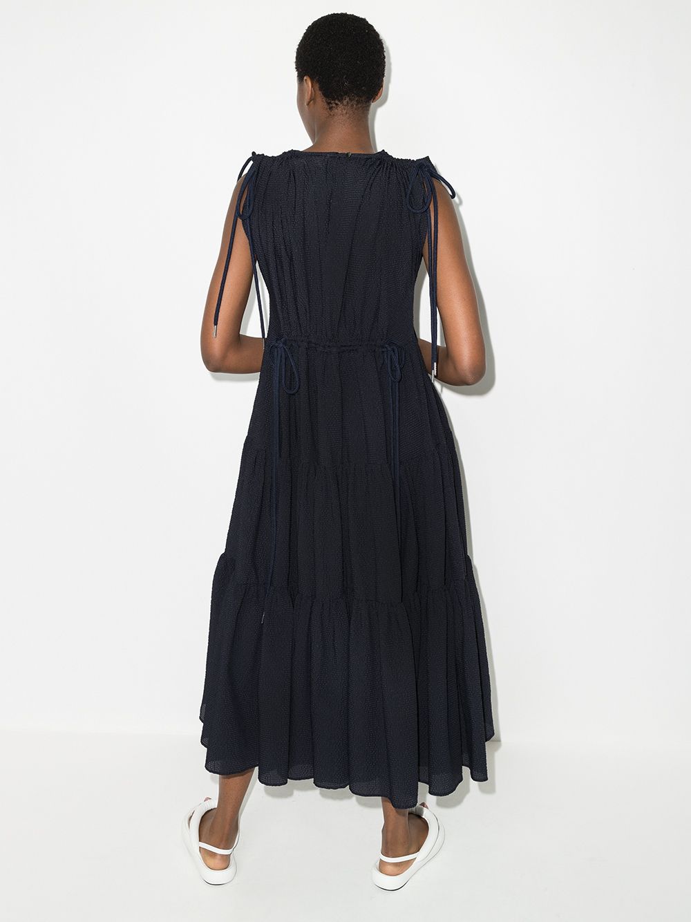 фото Missing you already shirred-effect tiered midi dress