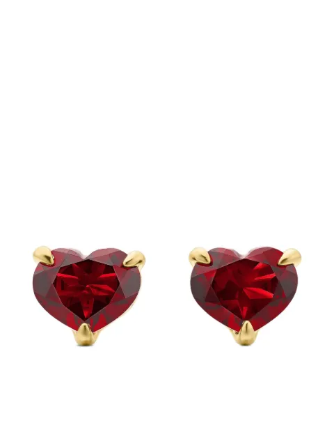 David Yurman 18kt yellow gold Chatelaine Heart garnet stud earrings (8mm)