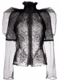 TOM FORD floral-lace high-neck blouse - Black