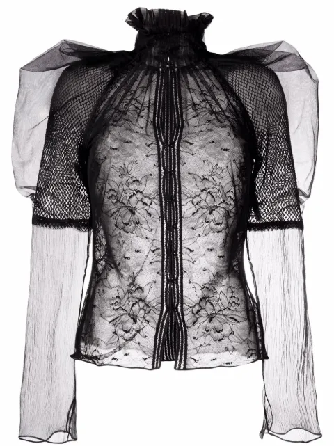 TOM FORD floral-lace high-neck blouse