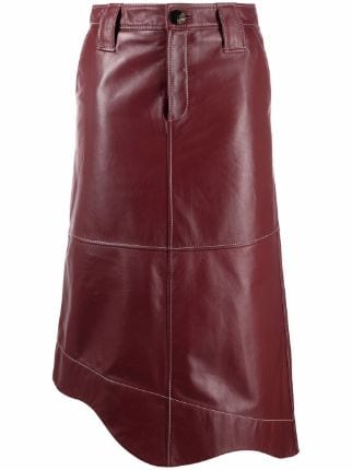 Ganni brown leather skirt sale