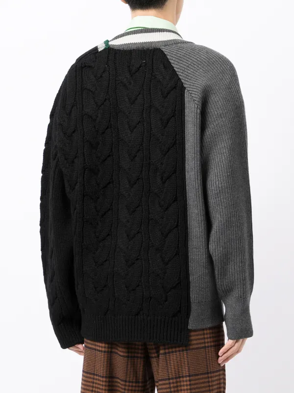 Kolor cable-knit asymmetric-collar 
