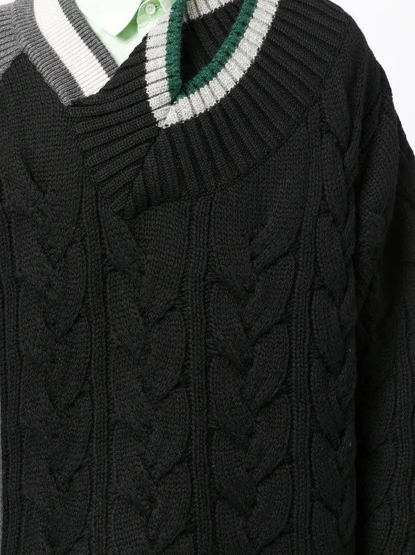 Kolor cable-knit asymmetric-collar 