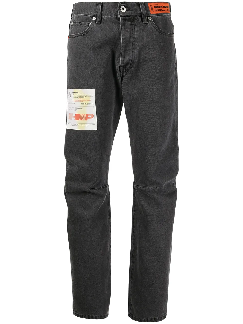 

Heron Preston logo-patch straight-leg jeans - Grey