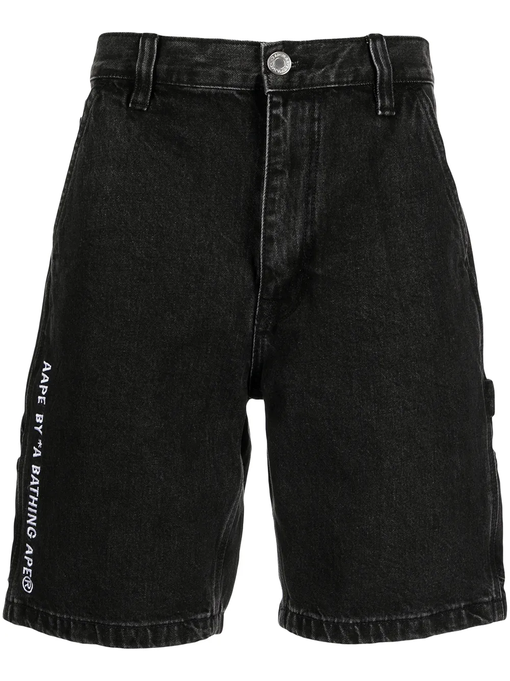 

AAPE BY *A BATHING APE® bermudas de mezclilla con logo bordado - Negro