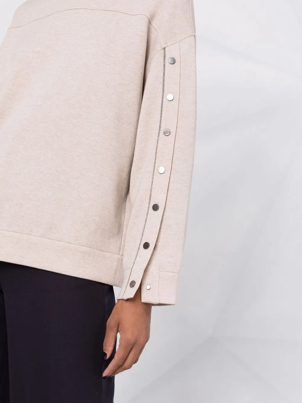 Brunello Cucinelli Buttoned-sleeve Jumper In Nude