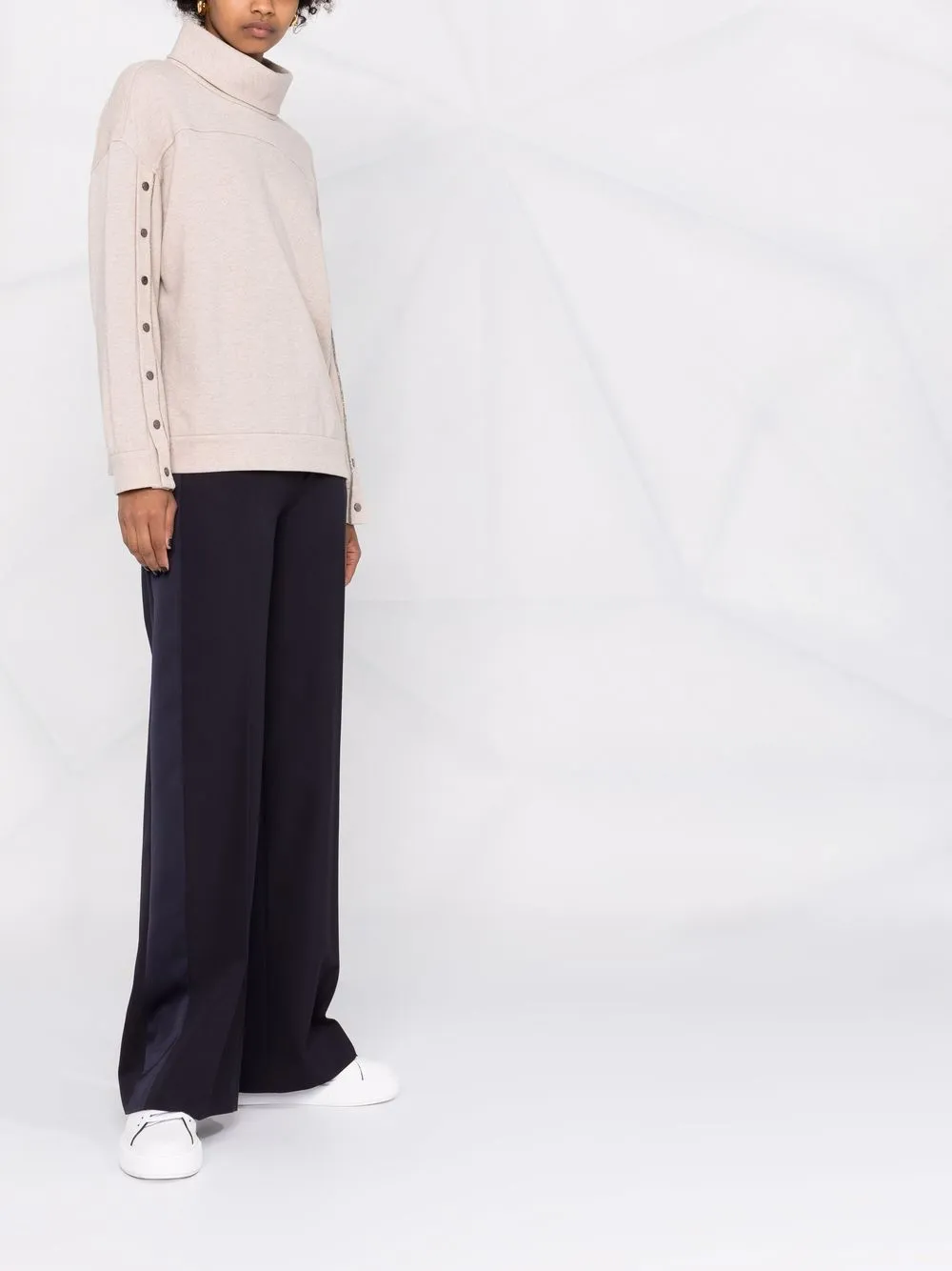 Brunello Cucinelli Buttoned-sleeve Jumper In Nude